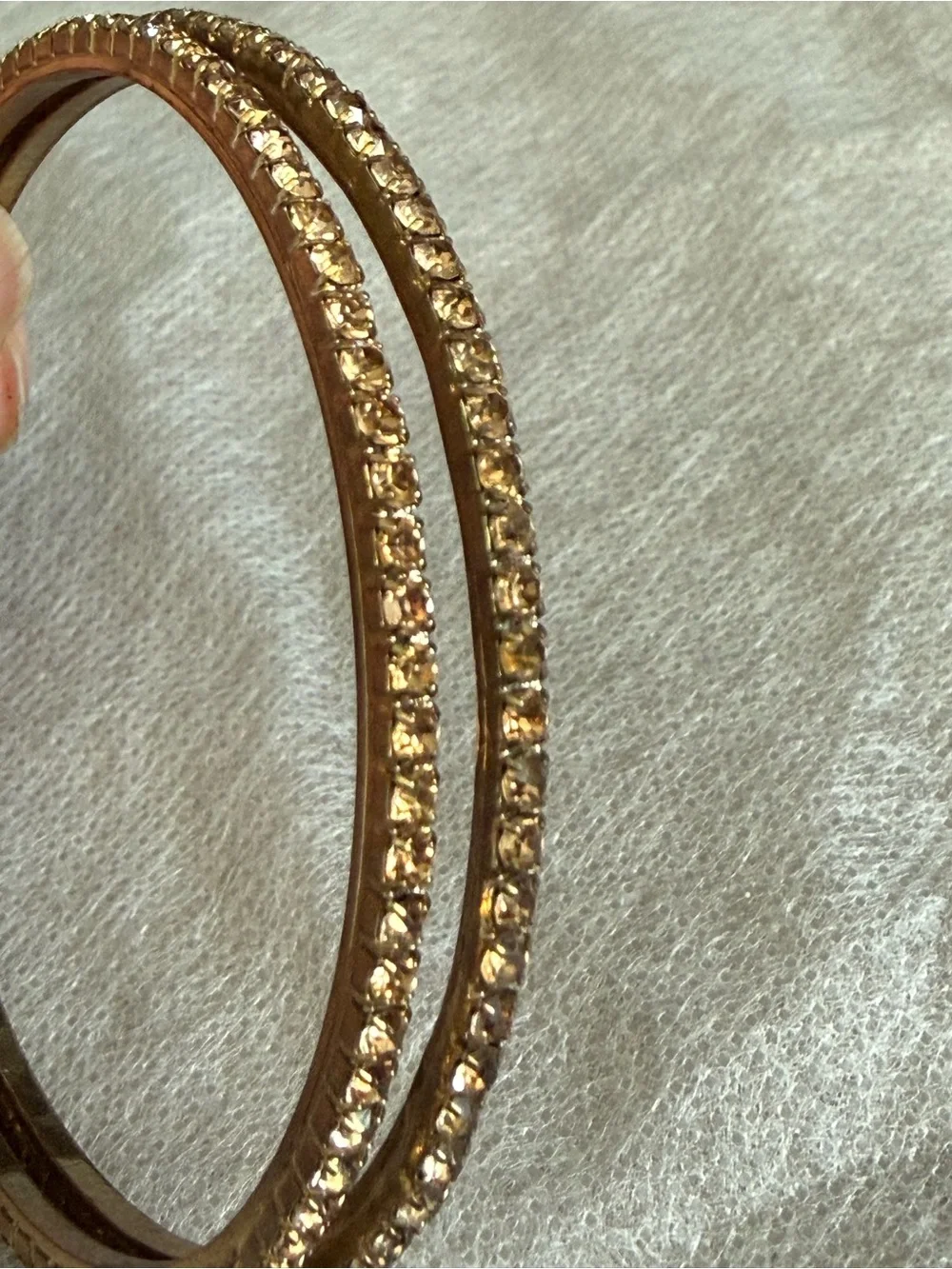Gold Rhinestone Trim Bangle Bracelet Set - Women Jewelry